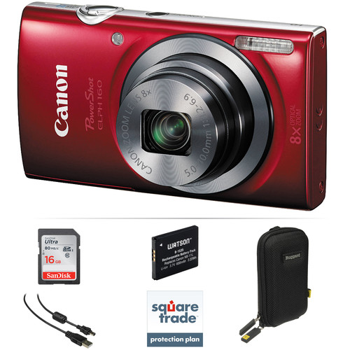 Canon PowerShot ELPH 160 Digital Camera Deluxe Kit (Red)