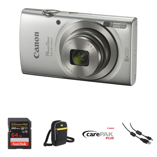 Canon PowerShot ELPH 180 Digital Camera Deluxe Kit (Silver) B&H