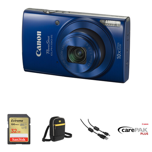 Canon PowerShot ELPH 190 IS Digital Camera Deluxe Kit (Blue)