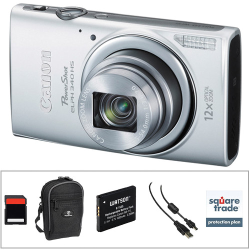Canon PowerShot ELPH 340 HS Digital Camera Deluxe Kit (Silver)