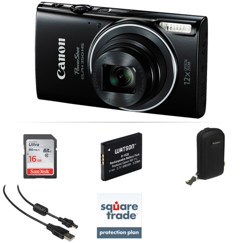Canon PowerShot ELPH 350 HS Digital Camera Deluxe Kit (Black)