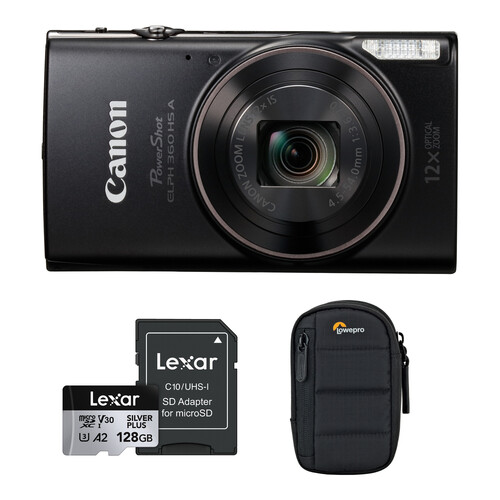 Canon PowerShot ELPH 360 HS A Camera with Basic Bundle (Black)