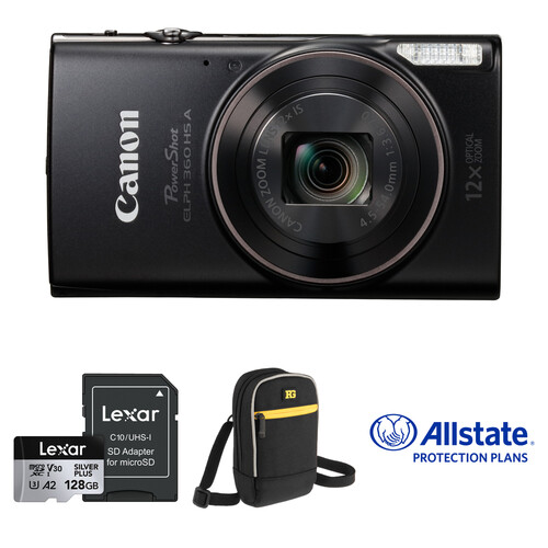 Canon PowerShot ELPH 360 Camera with Accessories Kit (Black)