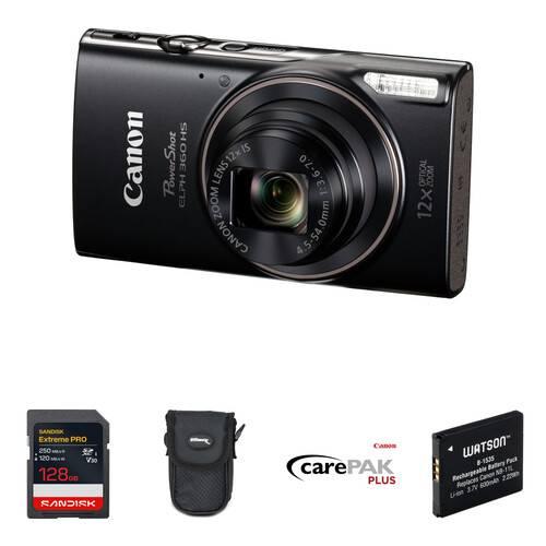 Canon PowerShot ELPH 360 HS Digital Camera Deluxe Kit (Black)