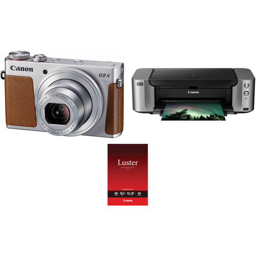 Canon PowerShot G9 X Digital Camera with PIXMA PRO-100 Inkjet Printer Kit (Silver)