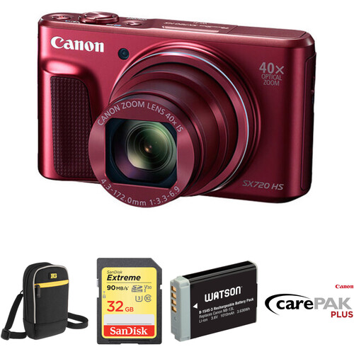 Canon PowerShot SX720 HS Digital Camera Deluxe Kit (Red)