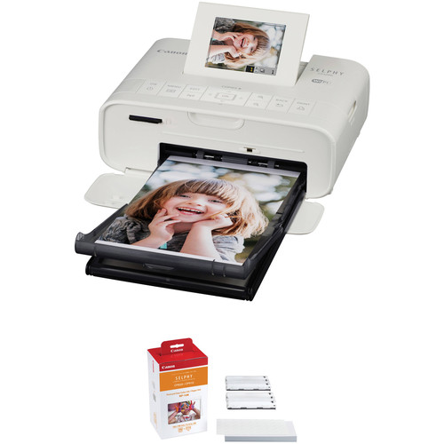 Canon SELPHY CP1200 Wireless Compact Photo Printer with RP-108 Postcard-Size Paper & Ink Kit (White)