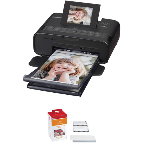 Canon SELPHY CP1200 Wireless Compact Photo Printer with Battery Pack and RP-108 Postcard-Size Paper & Ink Kit (Black)
