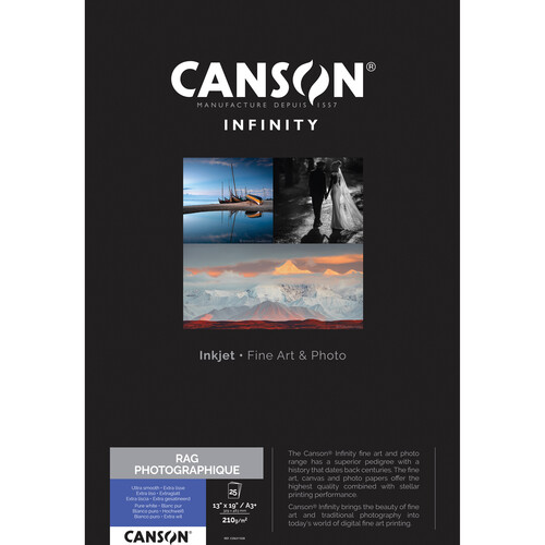 Canson Infinity Rag Photographique Paper (210 gsm, 13 x 19", 25 Sheets)