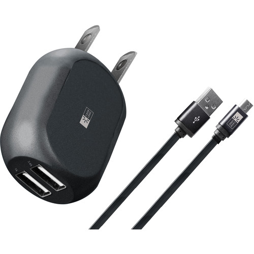 Case Logic 2.4A Dual USB Wall Charger with Micro-USB Cable (Black)
