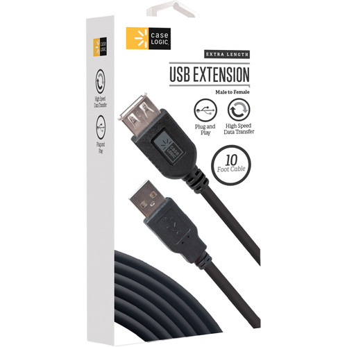 Case Logic USB Type-A Male to Female Extension Cable (10', Black)