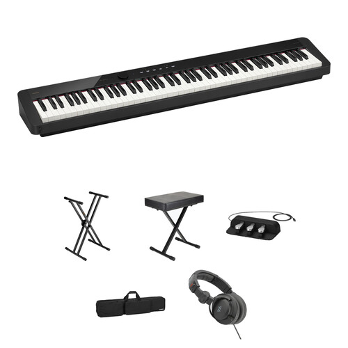 Casio Privia PX-S1100 88-Key Digital Piano Kit with Stand, Bench, Headphones, Triple Pedal, Soft Case (Black)