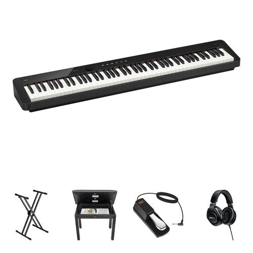 Casio Privia PX-S5000 88-Key Portable Digital Piano Kit with X-Stand, Bench, Pedal, and Headphones (Black)