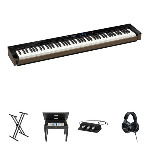 Casio Privia PX-S6000 88-Key Portable Digital Piano Kit with X-Stand, Bench, 3-Pedal Unit, and Headphones (Black)