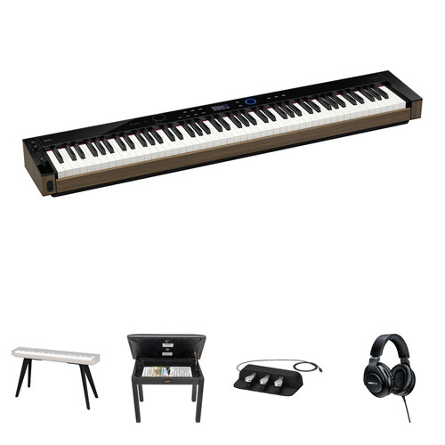 Casio Privia PX-S6000 88-Key Portable Digital Piano Kit with Stand, Bench, 3-Pedal Unit, and Headphones (Black)