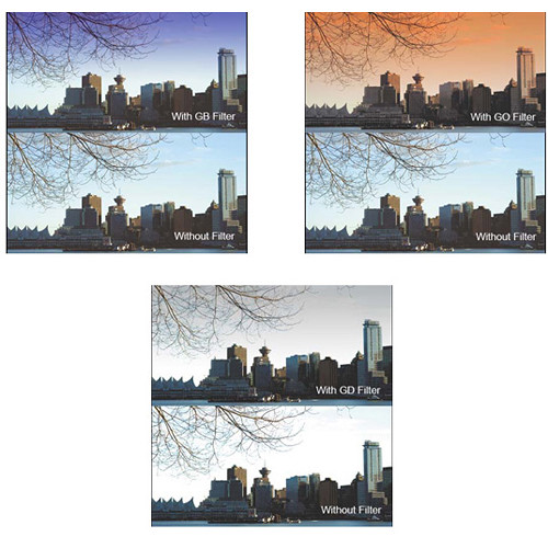Cavision Set of Three 3 x 4 Glass Filters (Grad ND, Grad Blue & Grad Orange)