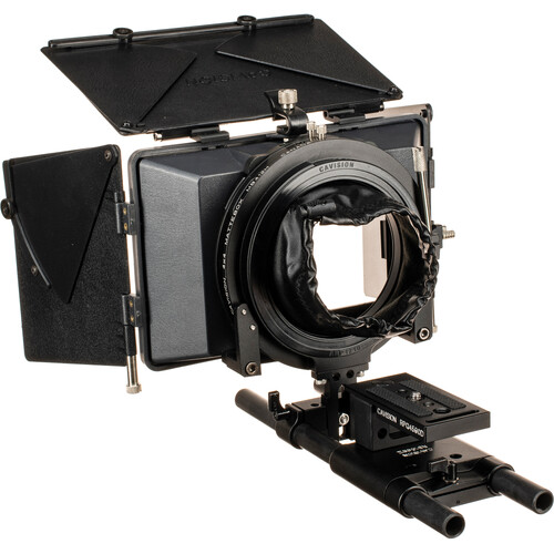 Cavision MB4512-DSLR 4 x 5.65" Matte Box Package with RS-15IIMQRB 15mm Rods Support for DSLR, Panasonic AF100 & Blackmagic Camera