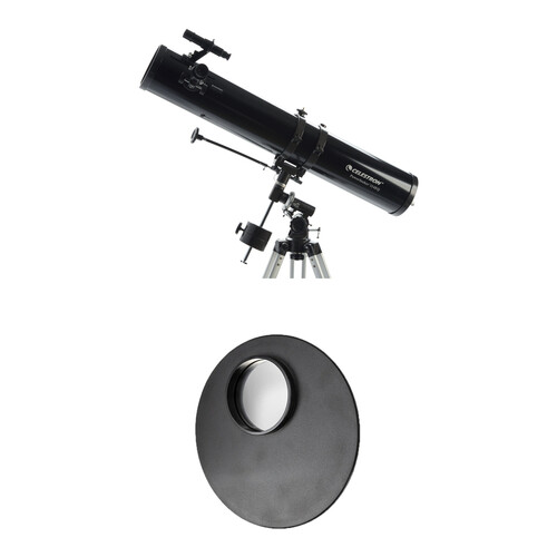 Celestron PowerSeeker 114EQ 114mm f/8 Reflector Telescope and EclipSmart Solar Filter Kit