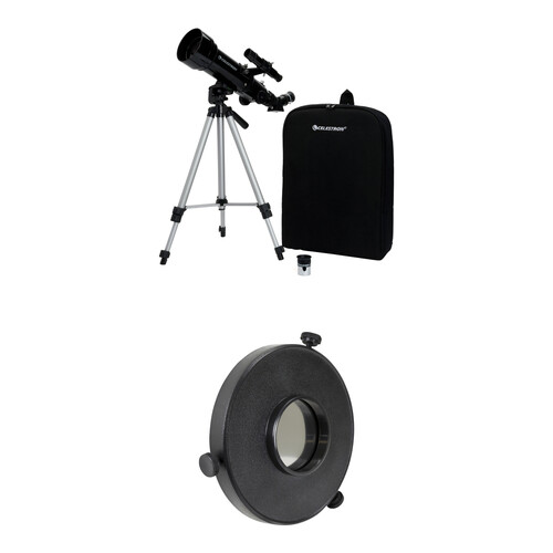 Celestron Travel Scope 70mm f/5.7 AZ Refractor Telescope and EclipSmart Solar Filter Kit