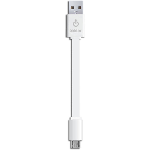 ChargeHub CableLinx USB 2.0 Type-A Male to Micro-USB Male Charge & Sync Cable (3.5", 4-Pack, White)