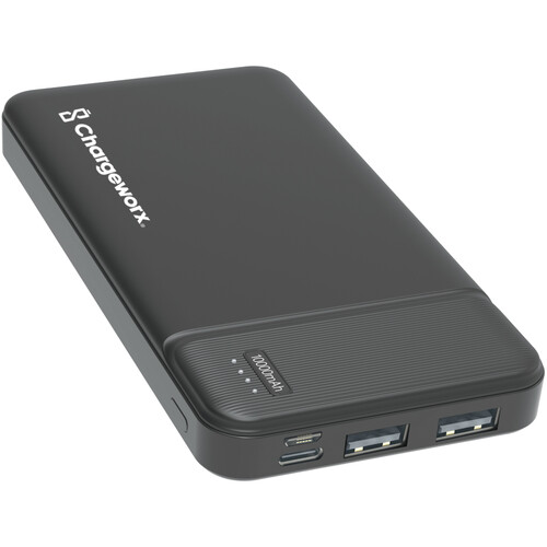 ChargeWorx Dual USB Glass Power Bank CHA-CX6862BK B&H Photo Video