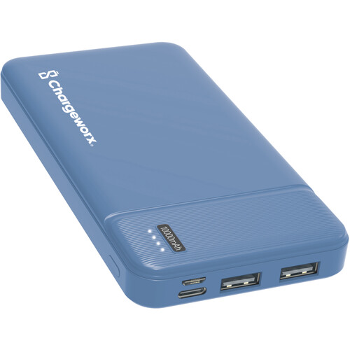 ChargeWorx Dual USB Glass Power Bank (10,000 mAh, Bluestone)