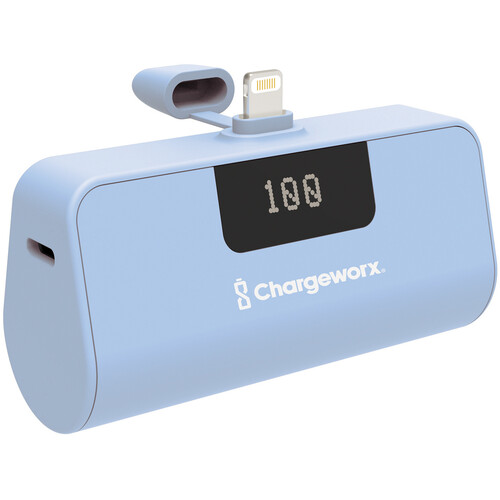 ChargeWorx Lightning Mini Capsule Power Bank (5000 mAh, Coral Blue)