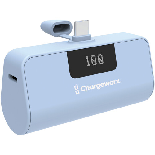 ChargeWorx USB-C Mini Capsule Power Bank (5000mAh, Coral Blue)
