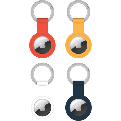 ChargeWorx Set of 4 Tracking Key Chains for Apple AirTag (Black, White, Red, and Yellow)