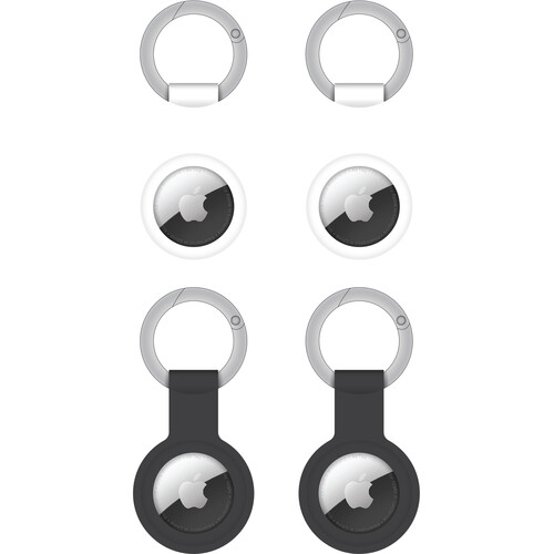 ChargeWorx Set of 4 Tracking Key Chains for Apple AirTag (2 Black and 2 White)