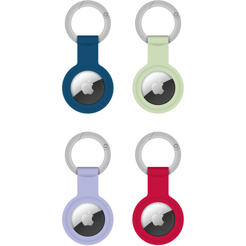 ChargeWorx Set of 4 Tracking Key Chains for Apple AirTag (Blue, Red, Green, and Purple)