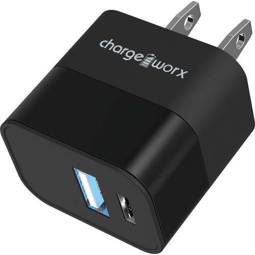 ChargeWorx Dual USB-A/USB-C Wall Charger (Black)