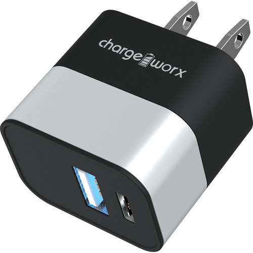 ChargeWorx Dual USB-A/USB-C Wall Charger (Silver)