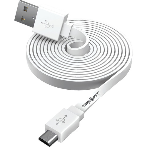 ChargeWorx Micro-USB Flat Charge and Sync Cable (10', White)