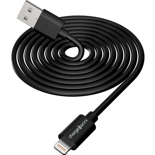 ChargeWorx Lightning Charge and Sync Cable (6', Black)