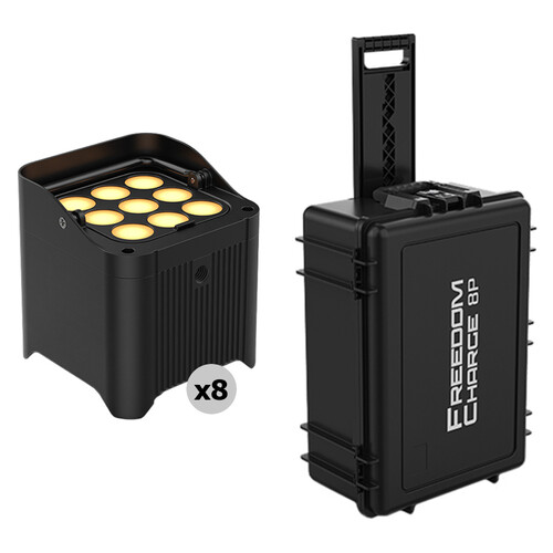 CHAUVET DJ Freedom Par Q9 Battery-Powered RGBA LED PAR Kit with Charging Transport Case (8-Pack)