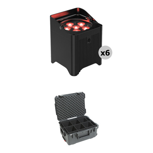 CHAUVET DJ Freedom Par T6 Kit with Six Battery-Powered RGB LED PAR Lights and SKB iSeries Case