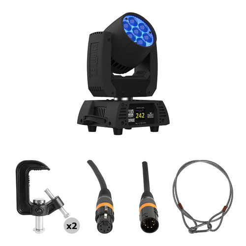 CHAUVET Professional Rogue R1X Wash RGBW LED Moving Head Wash Light Kit with DMX Cable and Mounting Accessories