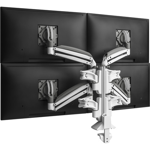 Chief Kontour KX Low-Profile Quad Monitor Arms with Column Desk Mount (White)