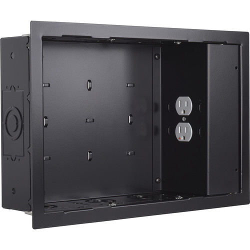Chief In-Wall Storage Box with 2-Receptacle Filter & Surge Protection (Black)