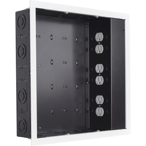 Chief PAC526 In-Wall Storage Box with 6-Receptacle Filter & Surge Protector (White)