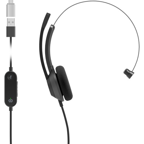 Cisco 321 Wired Single On-Ear Headset (Webex, USB-C, Carbon Black)
