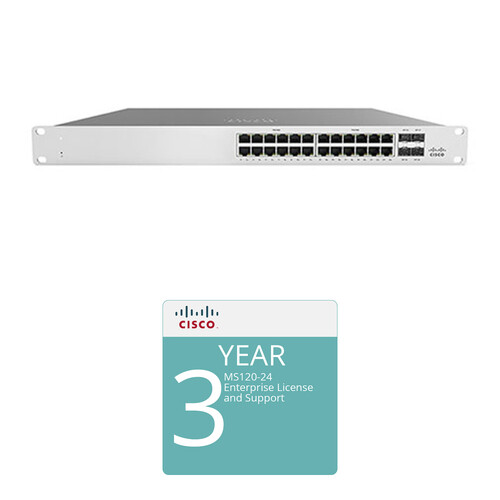 Cisco MS120-24P Access Switch with 3-Year Enterprise License and Support
