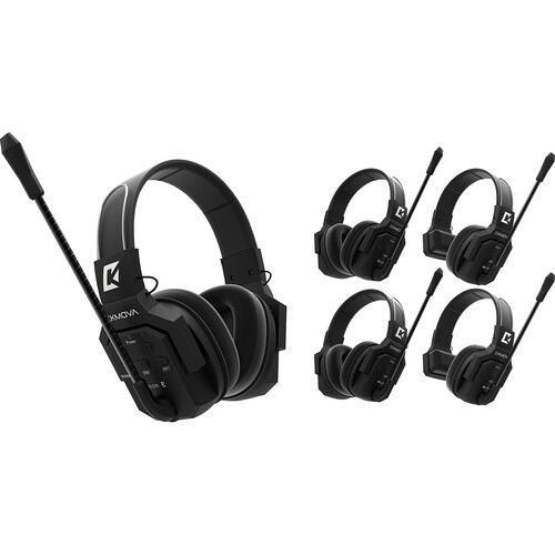 CKMOVA Wicom E D5 Full-Duplex Wireless Intercom System with 5 Dual-Ear Headsets (1.9 GHz)
