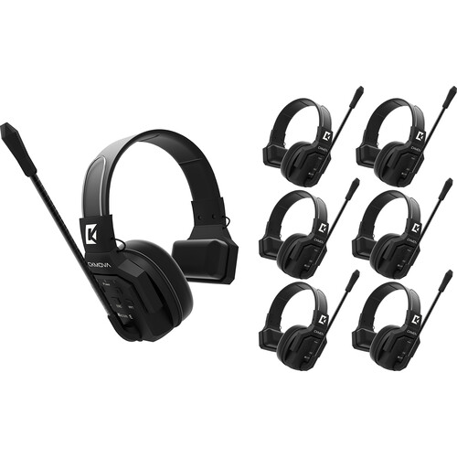 CKMOVA Wicom E S7 Full-Duplex Wireless DECT Intercom System with 7 Single-Ear Headsets (1.9 GHz)