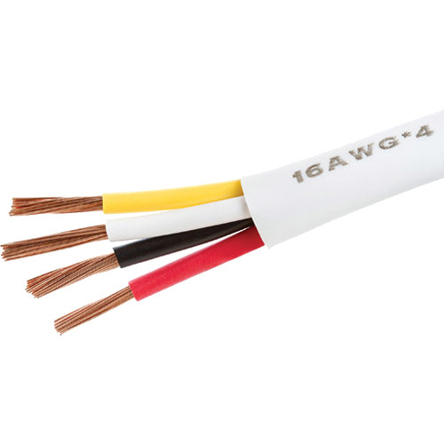 Cmple 16 AWG CL2 Rated 4-Conductor Speaker Cable for In-Wall Installation (White, 100')