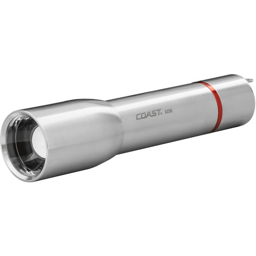 coast rechargeable stainless steel led flashlight XP20R 4000 Lumen USB-C with Slide Focus and Pure Beam Focusing Optic, 5 Light Modes At roughly 4 in COAST BREAKER 600m Stainless Steel