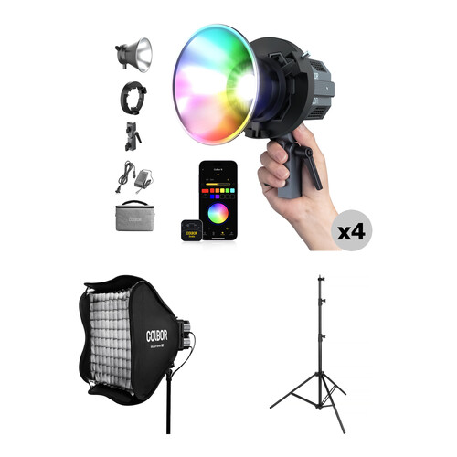 COLBOR CL60R RGB COB LED Monolight (Studio 4-Light Kit)