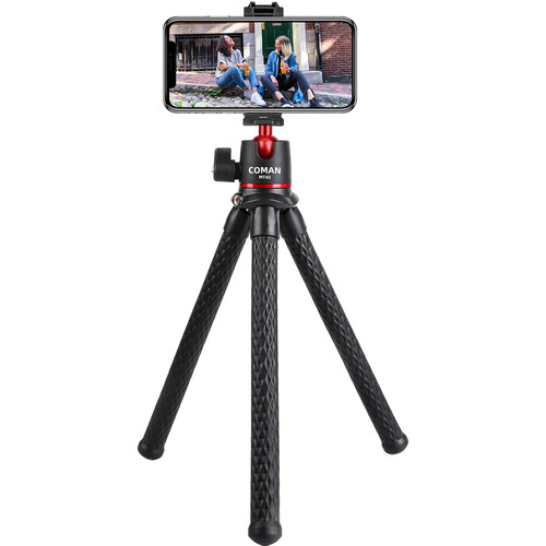 COMAN MT40 Flexible Mini Tripod with Ball Head and Convertible Phone/Camera Mount