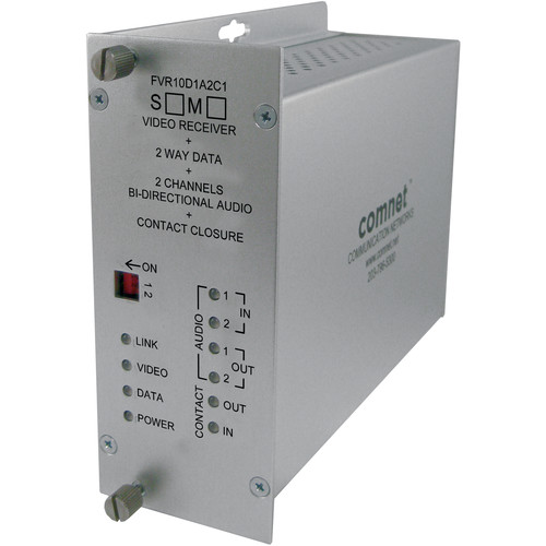COMNET Single Mode 10-Bit Video Receiver/Data Transceiver/Audio Receiver Module with Bi-Directional Data/Audio/Contact Closure (Up to 43 mi)